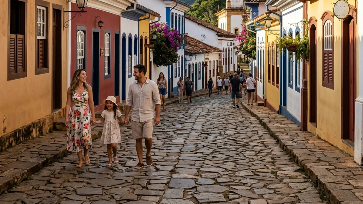 Cobblestone street in Tiradentes, Minas Gerais
