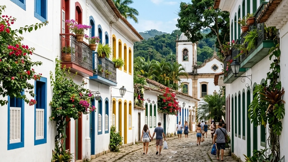 Colonial street in Paraty historic center
