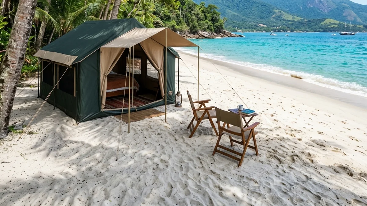 Campsite in Ilhabela with a view of the ocean
