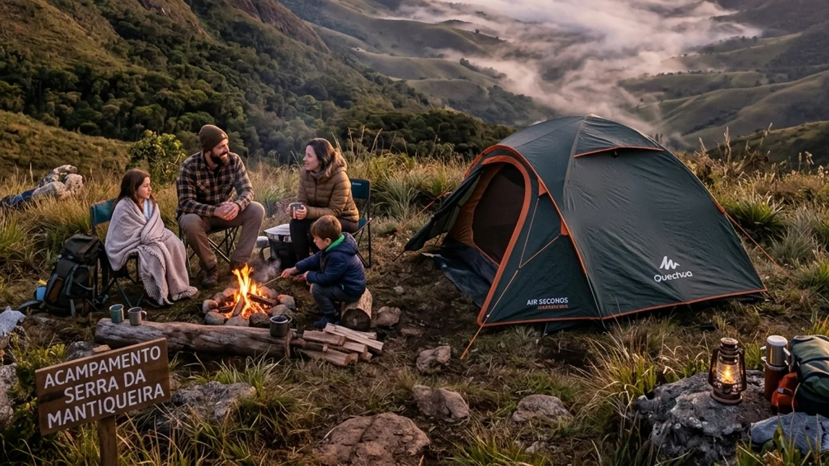Camping in the mist of the southern Brazilian mountains