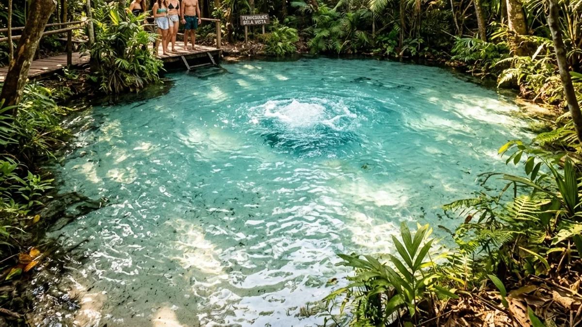 Crystal clear fervedouro in Jalapão, Tocantins
